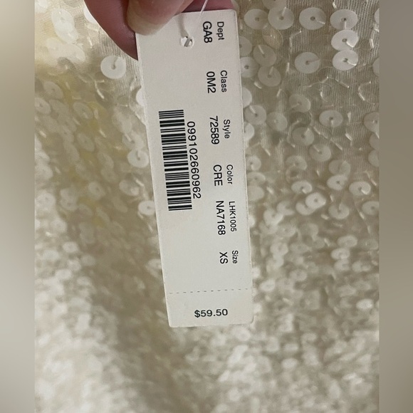 NWT J. Crew Women’s XS Ivory Sequin Sleeveless Blouse - Picture 4 of 6